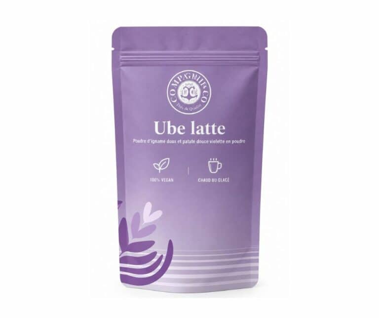Ube latte en poudre d'igname violette, boisson mauve crémeuse, Le Grenier du Torréfacteur